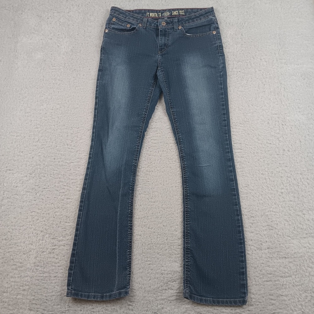 Dickies Relaxed Straight Leg Jeans Women 2R Blue Denim Mid Rise FD138MSW